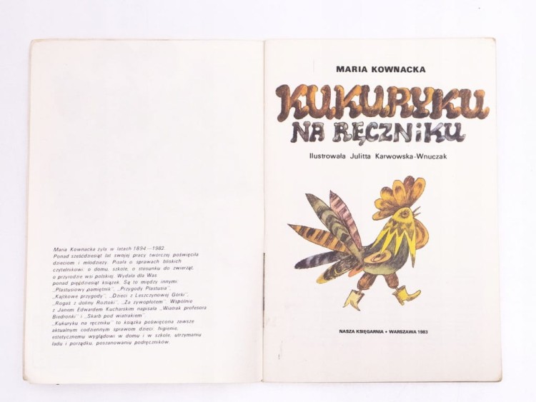 STARA KSIĄŻKA BAJKA KUKURYKU NA RĘCZNIKU 1983