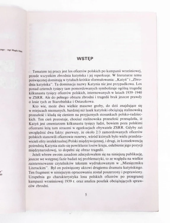 STARA KSIĄŻKA DRAMAT KATYŃSKI 1989