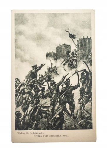 STARA POCZTÓWKA BITWA POD CHOCIMEM 1673 l. 20/30