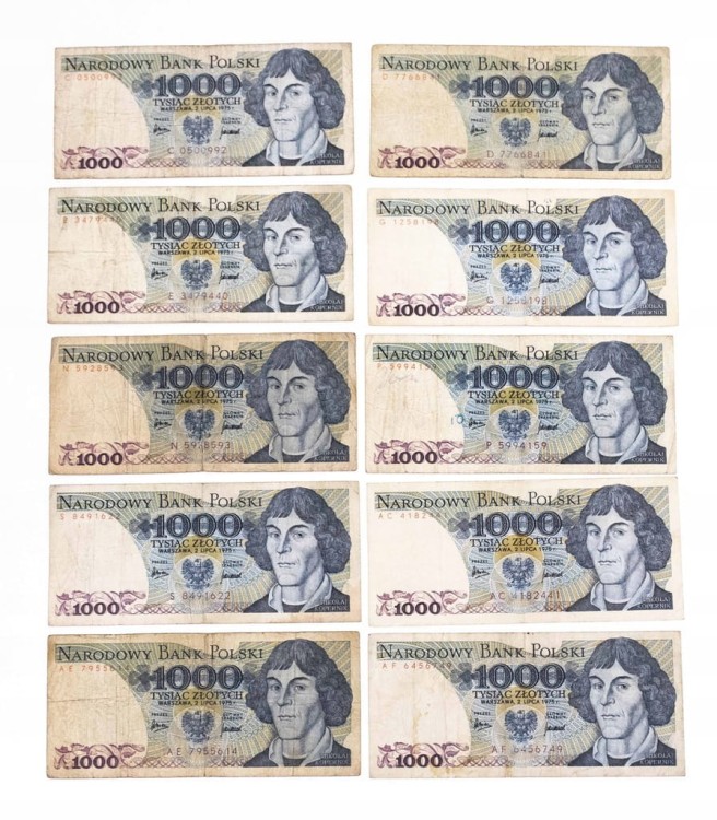 ZESTAW BANKNOTÓW PRL 1000 ZŁ - nr 2