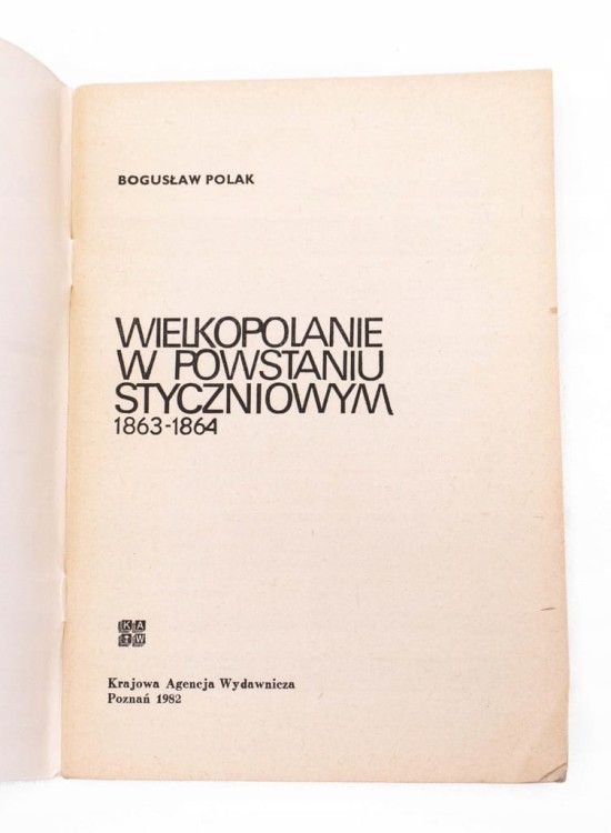 STARA KSIĄŻKA WIELKOPOLANIE W POWST. STYCZNIOWYM