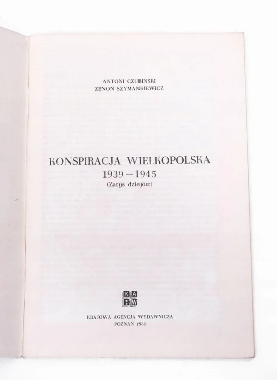 STARA KSIĄŻKA KONSPIRACJA WIELKOPOLSKA 1939-1945