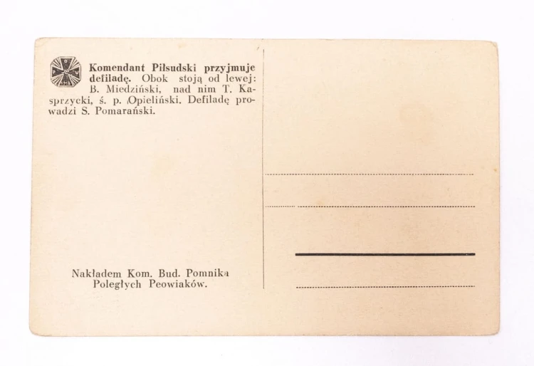 STARA POCZTÓWKA - PIŁSUDSKI PRZEJMUJE DEFILADĘ