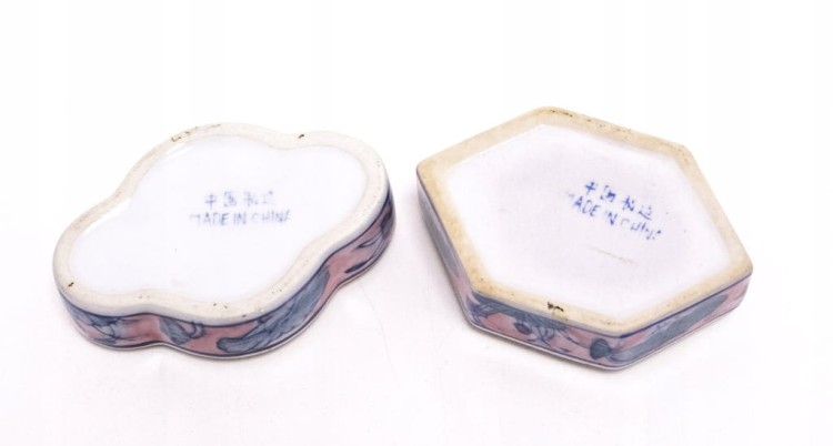 ZESTAW STARYCH CHIŃSKICH SZKATUŁEK PORCELANOWYCH