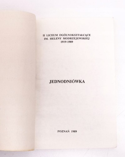 STARA KSIĄŻKA JEDNODNIÓWKA II LO POZNAŃ 1989