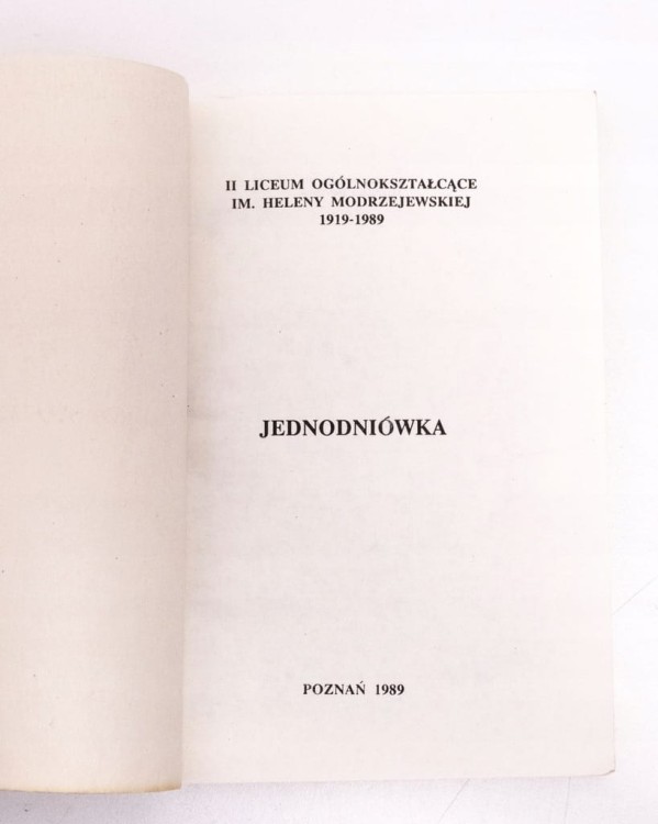STARA KSIĄŻKA JEDNODNIÓWKA II LO POZNAŃ 1989