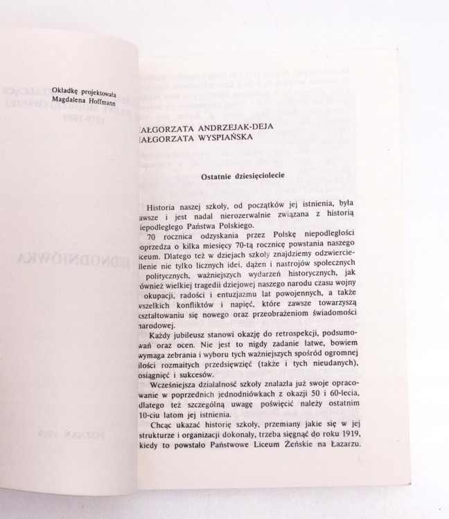 STARA KSIĄŻKA JEDNODNIÓWKA II LO POZNAŃ 1989