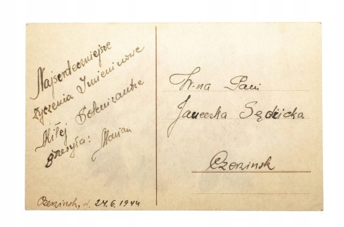 POCZTÓWKA - ŻYCZENIA IMIENINOWE, CZERWIŃSK 1944