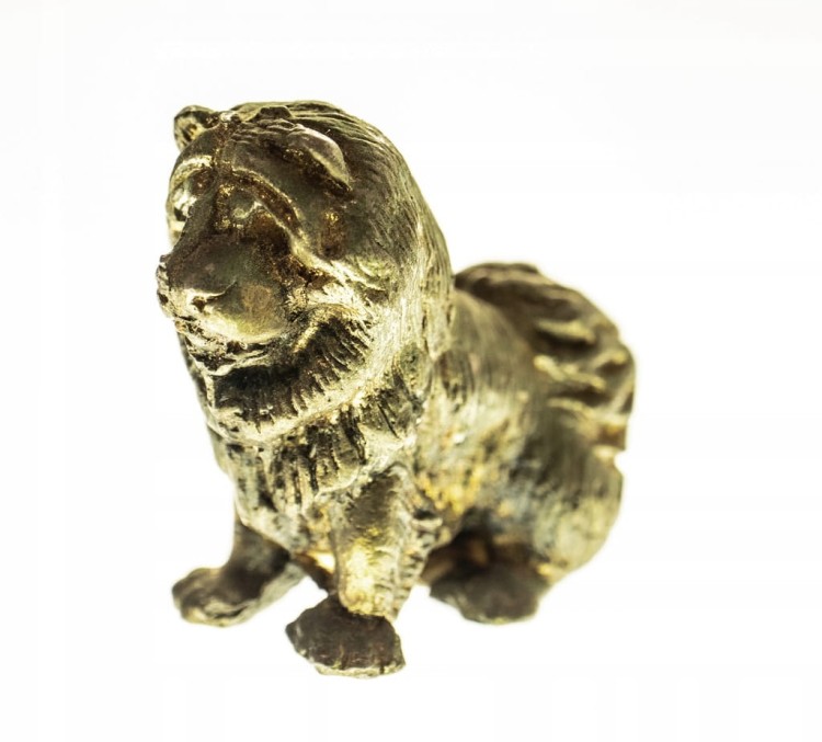 STARA MAŁA MOSIĘŻNA FIGURKA PIES CHOW CHOW