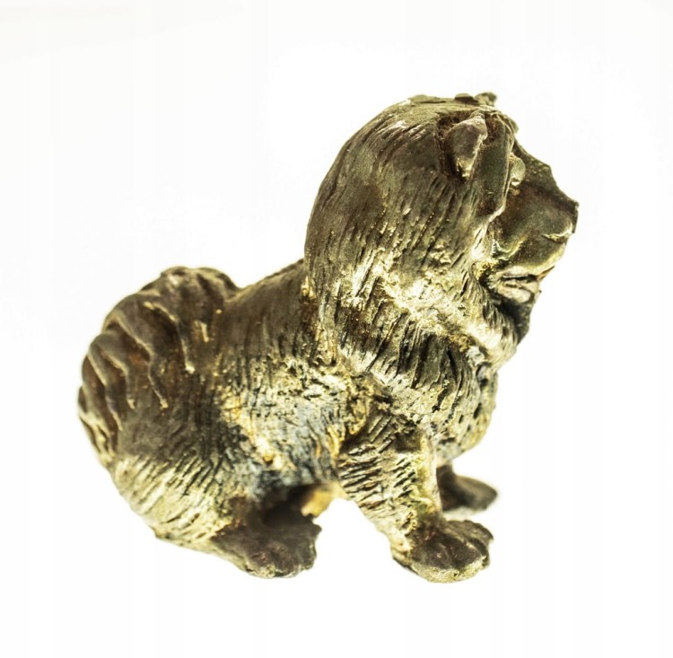 STARA MAŁA MOSIĘŻNA FIGURKA PIES CHOW CHOW