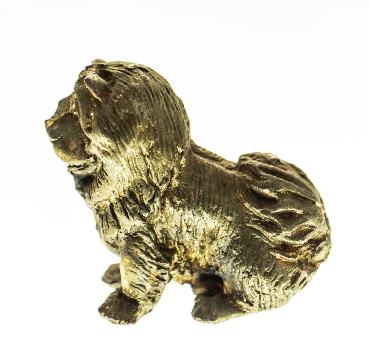 STARA MAŁA MOSIĘŻNA FIGURKA PIES CHOW CHOW