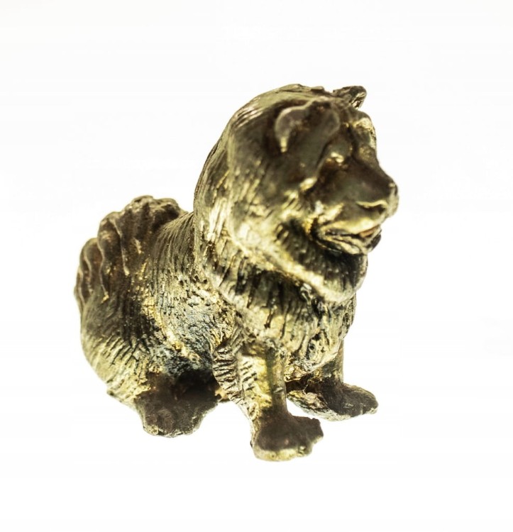 STARA MAŁA MOSIĘŻNA FIGURKA PIES CHOW CHOW