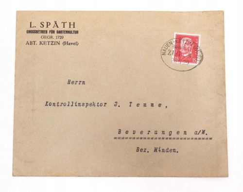 KOPERTA LISTOWA NIEMIECKA - L. SPATH KETZIN 1929