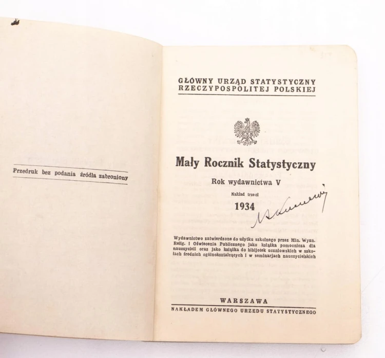STARA KSIĄŻKA MAŁY ROCZNIK STATYSTYCZNY 1934