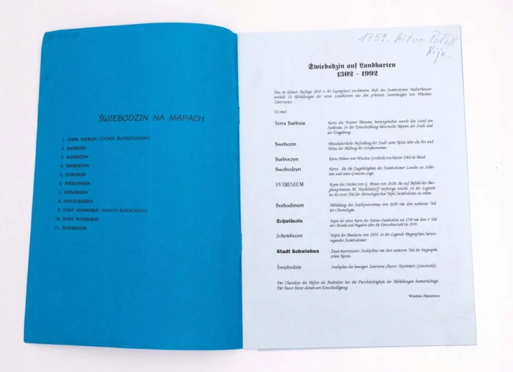KSIĄŻKA ŚWIEBODZIN NA MAPACH 1302 - 1992