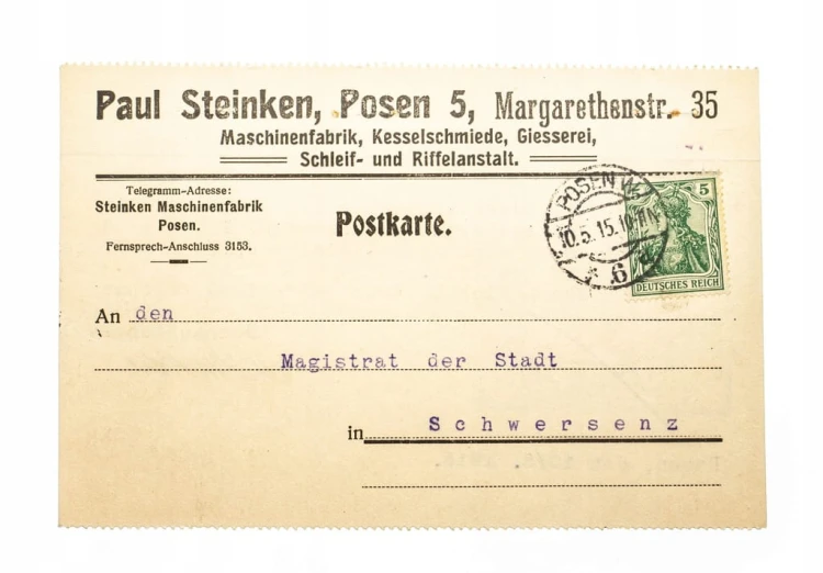 POZNAŃ - PAUL STEINKEN, FABRYKA MASZYN 1915