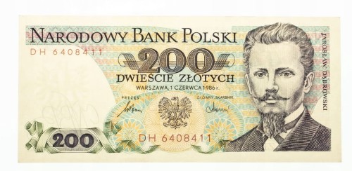 200 ZŁOTYCH 1.06.1986, seria DH st.1-