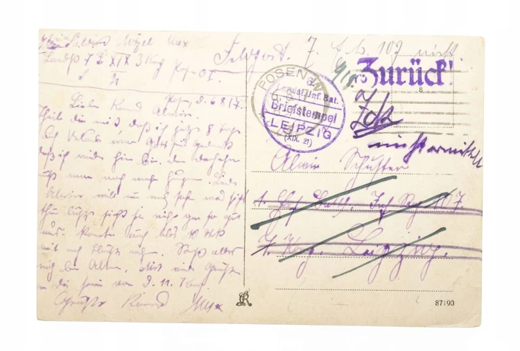 POZNAŃ - ZAMEK CESARSKI, MOST, FELDPOST 1917