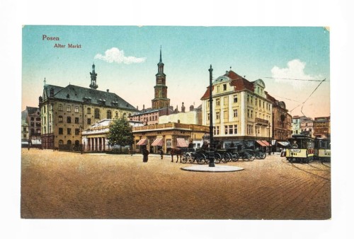 POZNAŃ - RYNEK, RATUSZ, TRAMWAJ, FELDPOST 1915