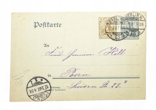 POCZTÓWKA POZNAŃ - BERLIN 1907
