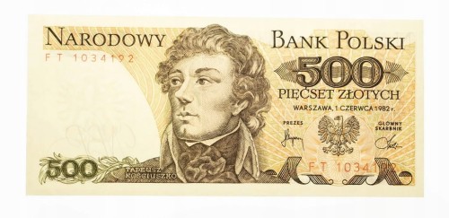 500 ZŁOTYCH 1.06.1982, seria FT st.1-