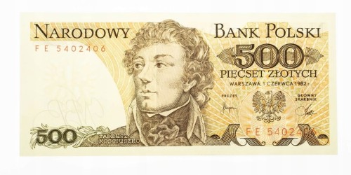 500 ZŁOTYCH 1.06.1982, seria FE st.1