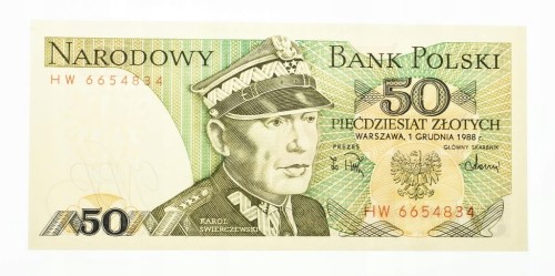 50 ZŁOTYCH 1.12.1988, seria HW st.1