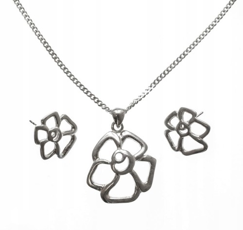 STARY SREBRNY WISIOREK + KOLCZYKI 925 KWIATEK