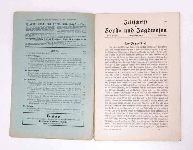 STARE CZASOPISMO NIEMIECKIE LAS I ŁOWIECTWO 1940