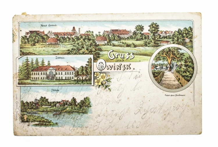 OWIŃSKA - PAŁAC, STAW, PANORAMA 1908