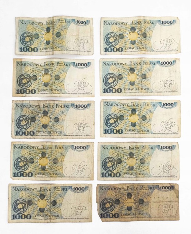 ZESTAW BANKNOTÓW PRL 1000 ZŁ (nr 8)
