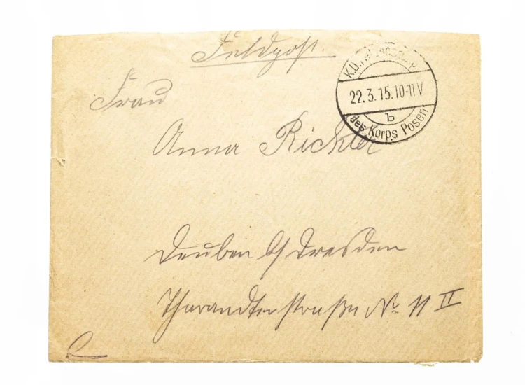 KOPERTA PO LIŚCIE - FELDPOST POZNAŃ 1915