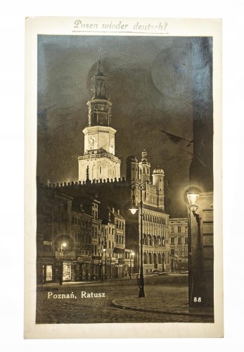 POZNAŃ - RYNEK, RATUSZ O ZMROKU 1939