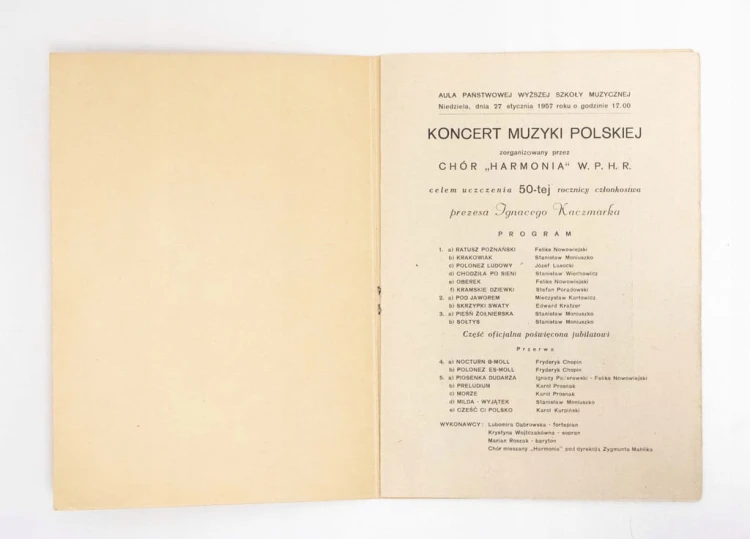 PROGRAM + PLAKAT - KONCERT MUZYKI POLSKIEJ 1957