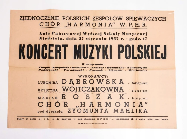 PROGRAM + PLAKAT - KONCERT MUZYKI POLSKIEJ 1957