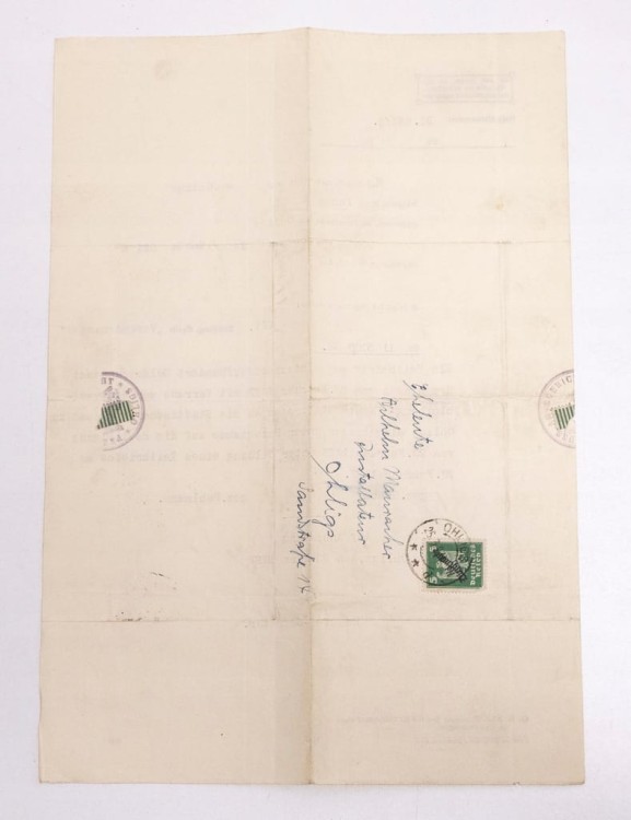 STARY DOKUMENT NIEMIECKI - UMOWA / PISMO 1927