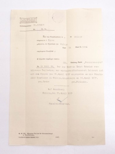 STARY DOKUMENT NIEMIECKI - UMOWA / PISMO 1927