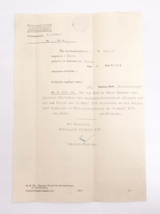 STARY DOKUMENT NIEMIECKI - UMOWA / PISMO 1927