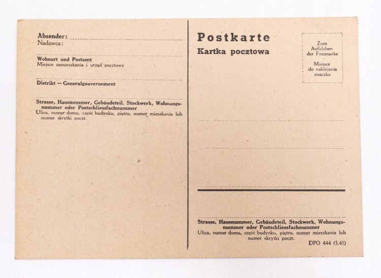 KARTKA POCZTOWA - STEMPEL KRAKÓW 1943