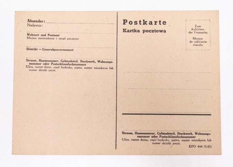 KARTKA POCZTOWA - STEMPEL KRAKÓW 1943
