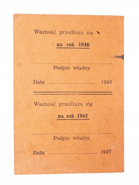 KARTA ROWEROWA - ROWER VOLDAMPF, MIEŚCISKO / WYBRANÓWKO / WĄGROWIEC 1945