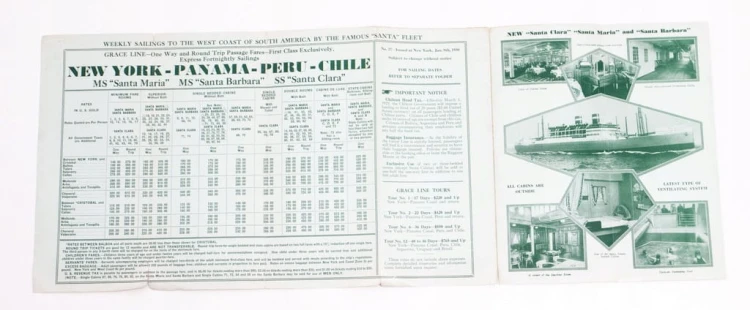 STARA ULOTKA POŁUDNIOWA AMERYKA GRACE LINE 1930