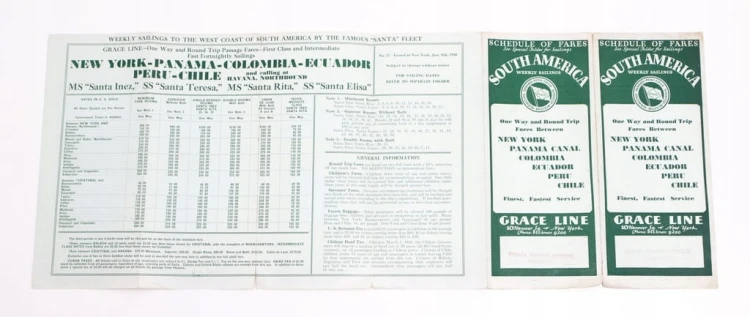 STARA ULOTKA POŁUDNIOWA AMERYKA GRACE LINE 1930