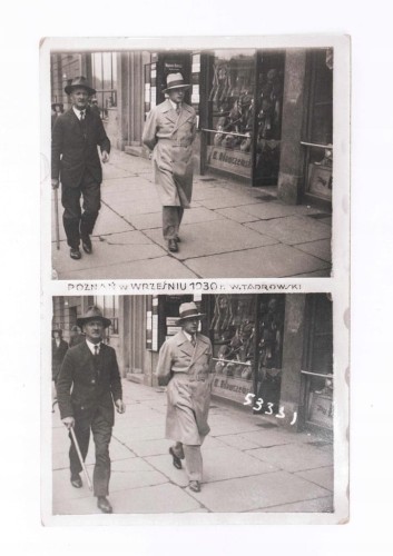 STARA FOTOGRAFIA - MĘŻCZYŹNI NA ULICY, W. TADROWSKI, SKLEP, POZNAŃ 1930