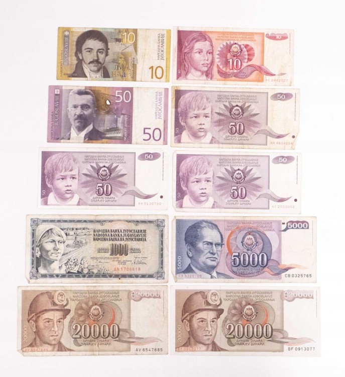 JUGOSŁAWIA - ZESTAW BANKNOTÓW 1978-2000 (NR 11)