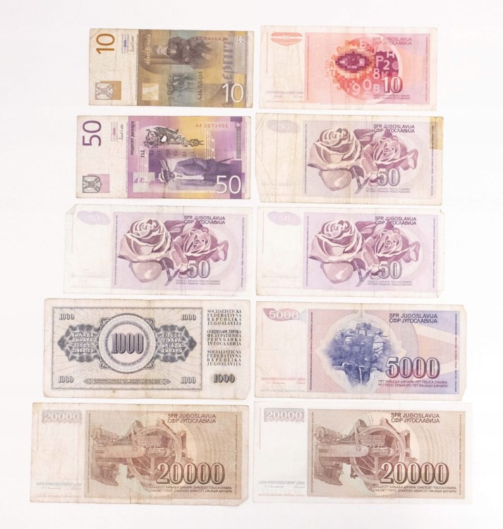 JUGOSŁAWIA - ZESTAW BANKNOTÓW 1978-2000 (NR 11)