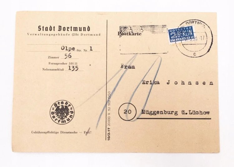 LIST NIEMIECKI DORTMUND MUGGENBURG 1953
