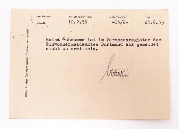 LIST NIEMIECKI DORTMUND MUGGENBURG 1953