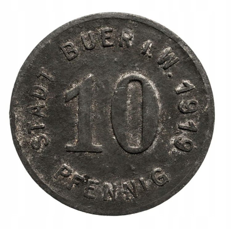 BUER I. W. 10 PF 1919 ROK st.3+ cynk