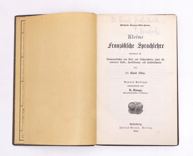 STARA KSIĄŻKA NIEMIECKA NAUKA FRANCUSKIEGO 1909